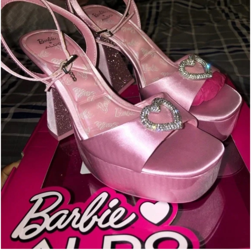 Aldo Pink Platform Sandals with High Heel and Shimmery Finish